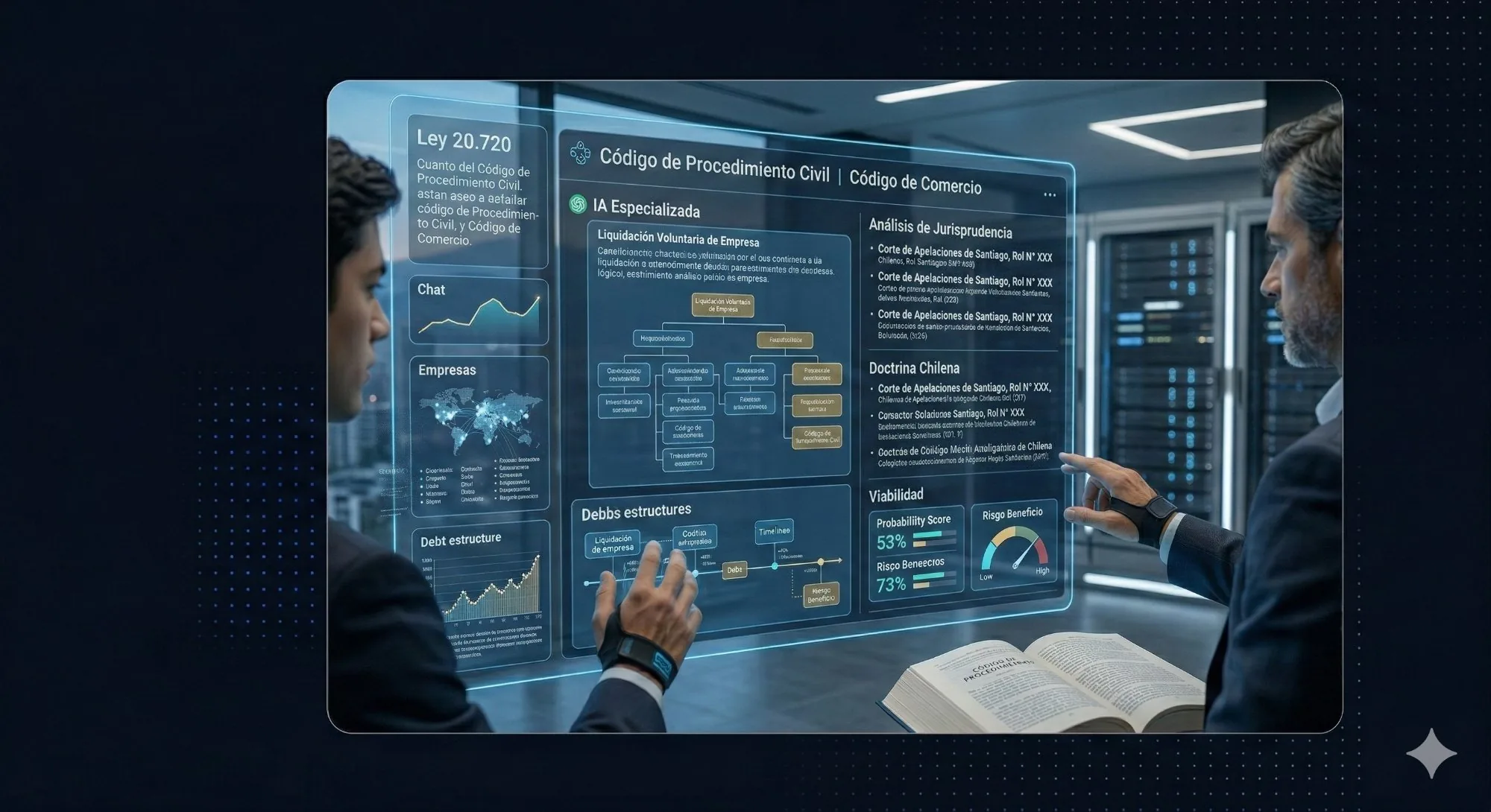 Abogados analizando estrategia con IA